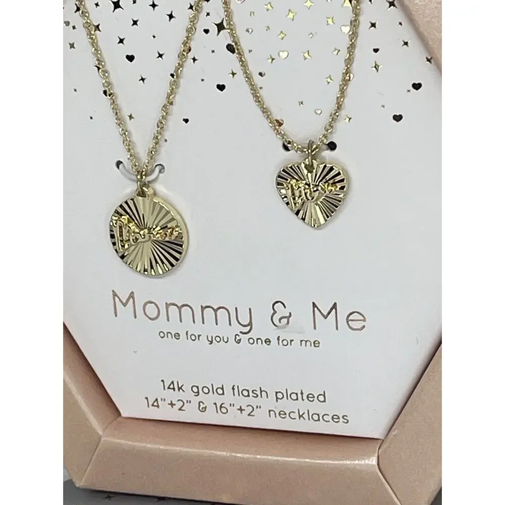Unwritten 14K Gold Plated Mommy & Me Necklace(2 Piece Set)Gift For Mom Chic NEW